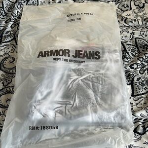 Men Armor Jeans Metallic Silver Pants wax - Silver
